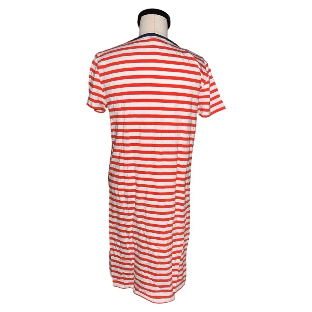 J. Crew Orange & White Striped Short Sleeve T-shirt Dress